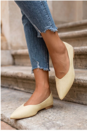 Ballerines à bouts pointus en daim synthétique jaune Corabella 2