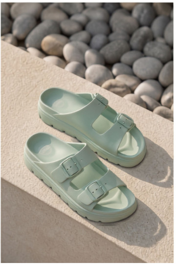 Chaussons femme avec plateforme en mousse en menthe Melorea