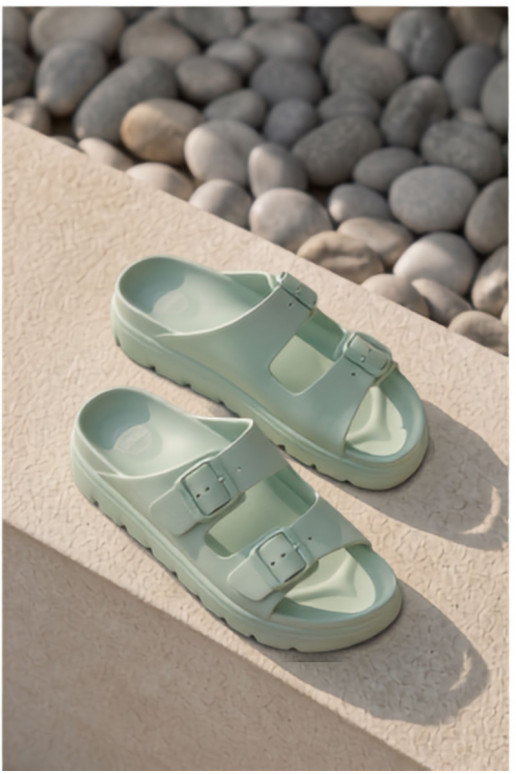 Chaussons femme avec plateforme en mousse en menthe Melorea