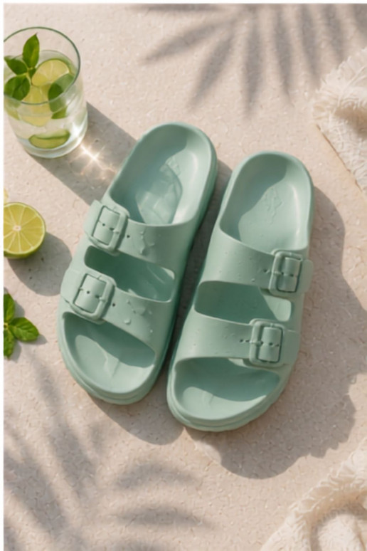 Chaussons femme avec plateforme en mousse en menthe Melorea