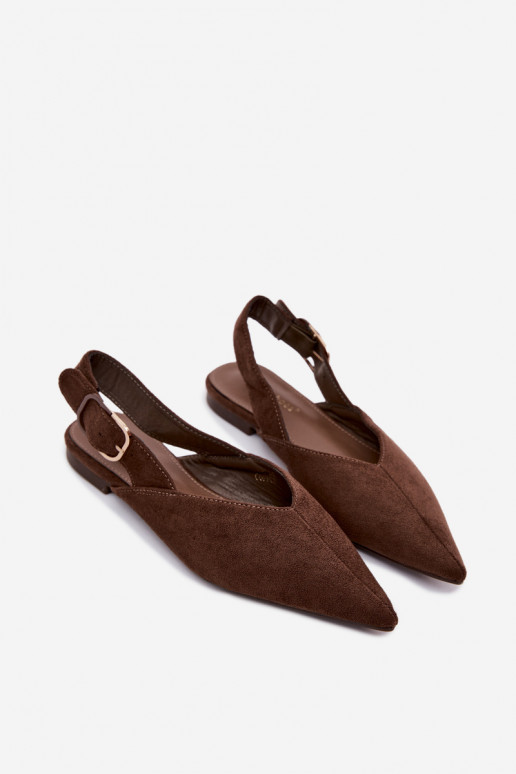 Ballerines pour femmes avec boucles en couleur chocolat Tanelia
