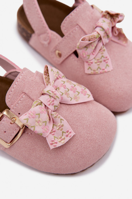 Sabots pour enfants avec nœuds en couleur rose Rosella