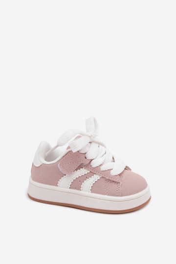 Baskets pour enfants avec fermetures Velcro en cuir synthétique couleur rose Zoya