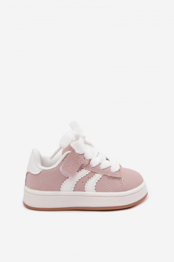 Baskets pour enfants avec fermetures Velcro en cuir synthétique couleur rose Zoya 2