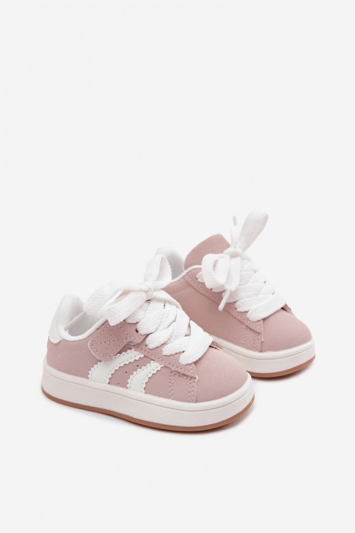Baskets pour enfants avec fermetures Velcro en cuir synthétique couleur rose Zoya