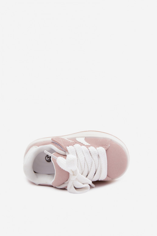 Baskets pour enfants avec fermetures Velcro en cuir synthétique couleur rose Zoya