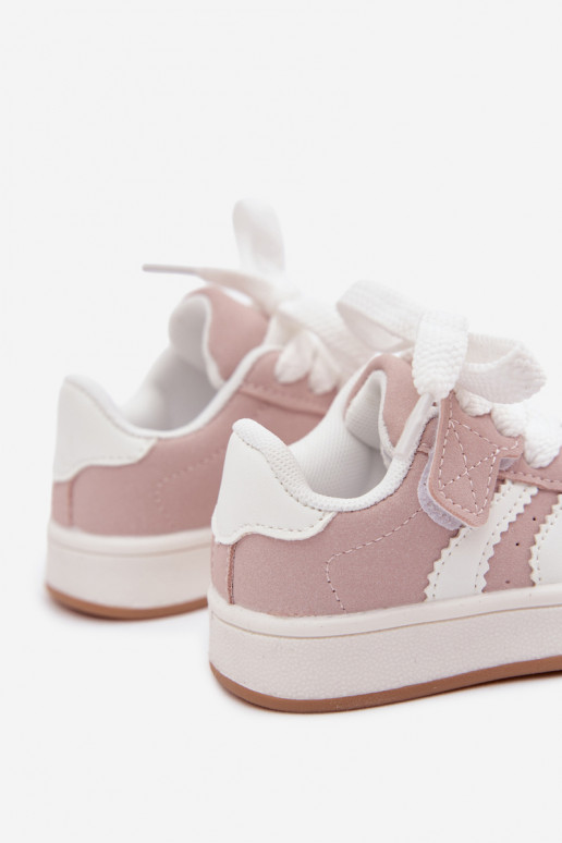 Baskets pour enfants avec fermetures Velcro en cuir synthétique couleur rose Zoya