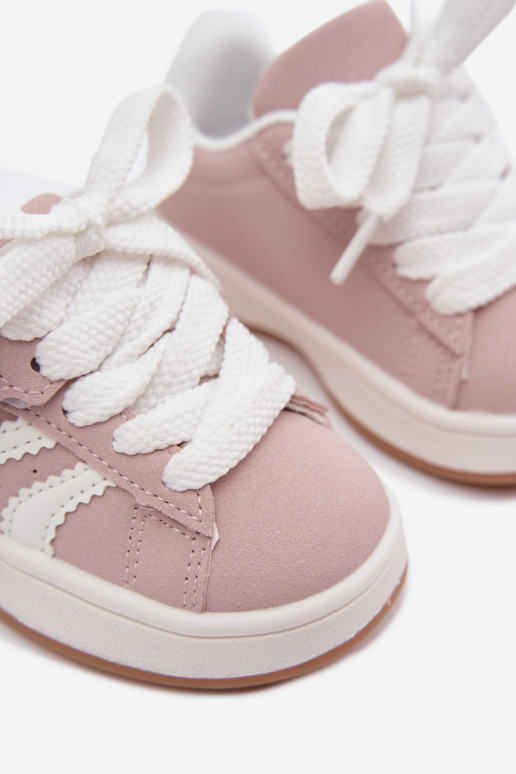 Baskets pour enfants avec fermetures Velcro en cuir synthétique couleur rose Zoya