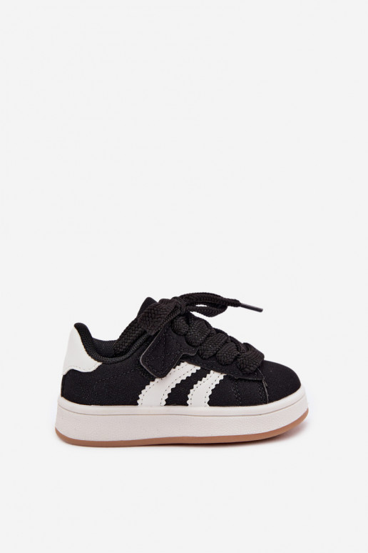 Baskets pour enfants avec fermetures Velcro en cuir synthétique couleur noire Zoya