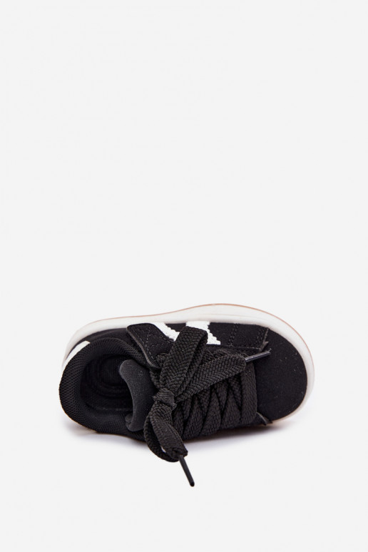 Baskets pour enfants avec fermetures Velcro en cuir synthétique couleur noire Zoya