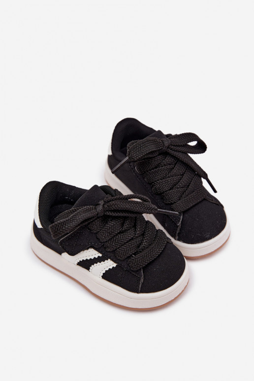 Baskets pour enfants avec fermetures Velcro en cuir synthétique couleur noire Zoya