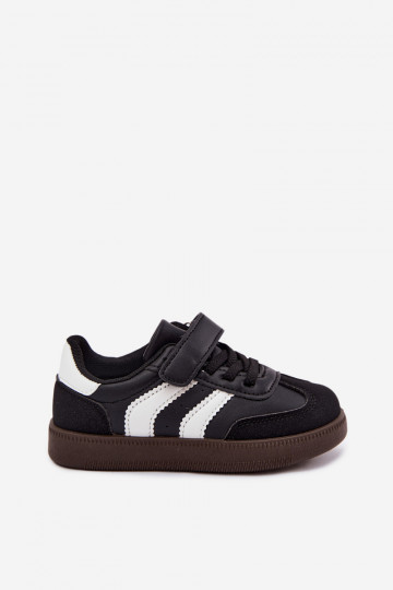 Baskets pour enfants avec fermetures Velcro en cuir synthétique couleur noire Ronja 2