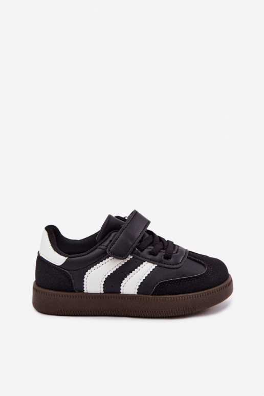 Baskets pour enfants avec fermetures Velcro en cuir synthétique couleur noire Ronja