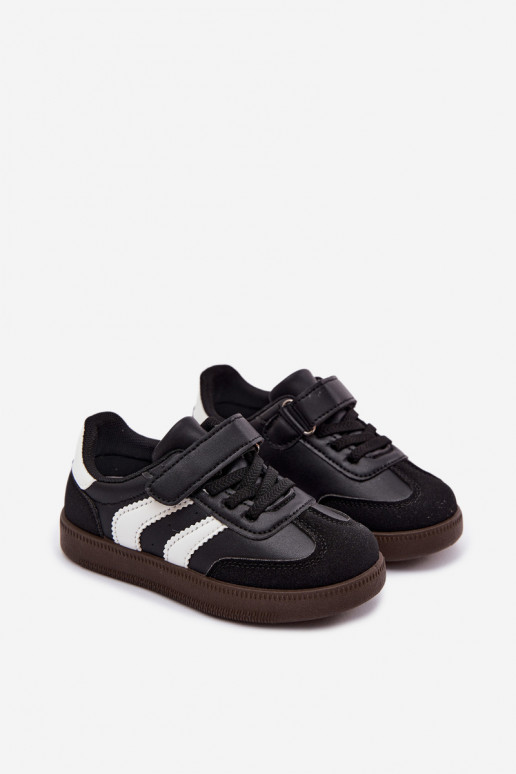 Baskets pour enfants avec fermetures Velcro en cuir synthétique couleur noire Ronja