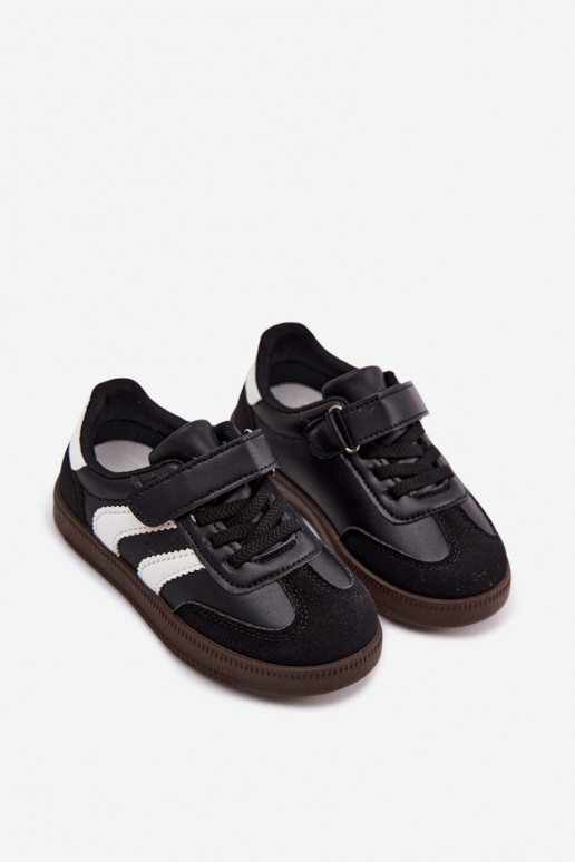 Baskets pour enfants avec fermetures Velcro en cuir synthétique couleur noire Ronja