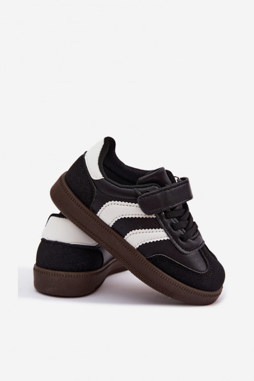 Baskets pour enfants avec fermetures Velcro en cuir synthétique couleur noire Ronja