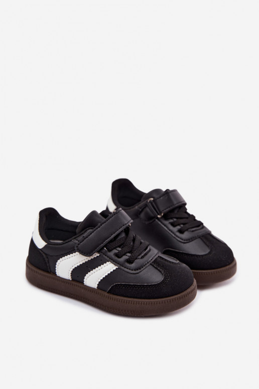 Baskets pour enfants avec fermetures Velcro en cuir synthétique couleur noire Ronja