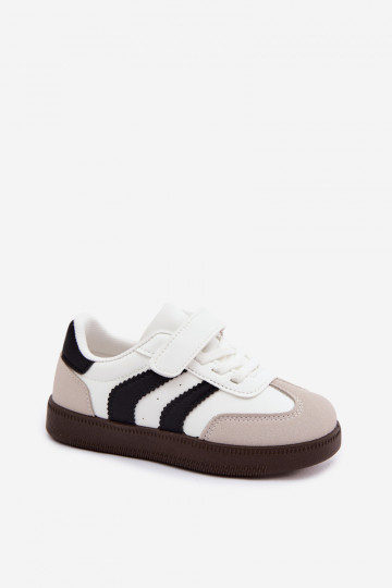 Baskets pour enfants avec fermetures Velcro en cuir synthétique couleur blanche Ronja