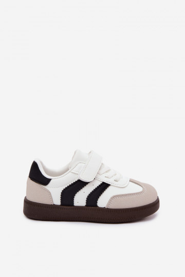 Baskets pour enfants avec fermetures Velcro en cuir synthétique couleur blanche Ronja 2