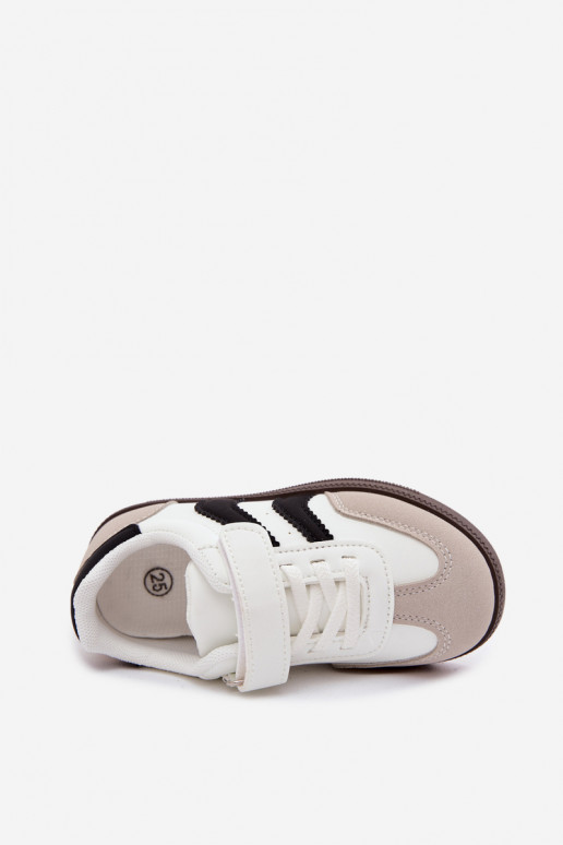 Baskets pour enfants avec fermetures Velcro en cuir synthétique couleur blanche Ronja