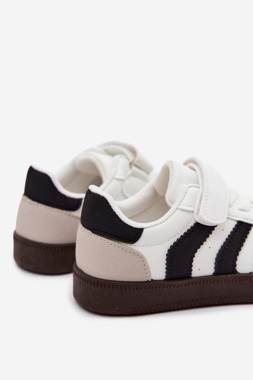 Baskets pour enfants avec fermetures Velcro en cuir synthétique couleur blanche Ronja