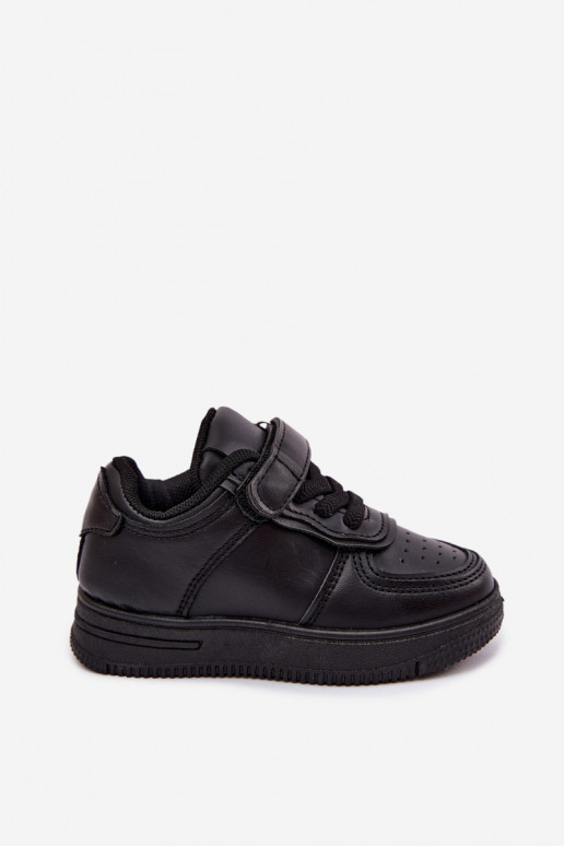 Baskets pour enfants en cuir synthétique couleur noire Liora