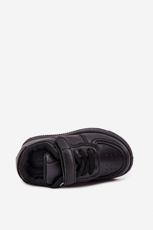 Baskets pour enfants en cuir synthétique couleur noire Liora