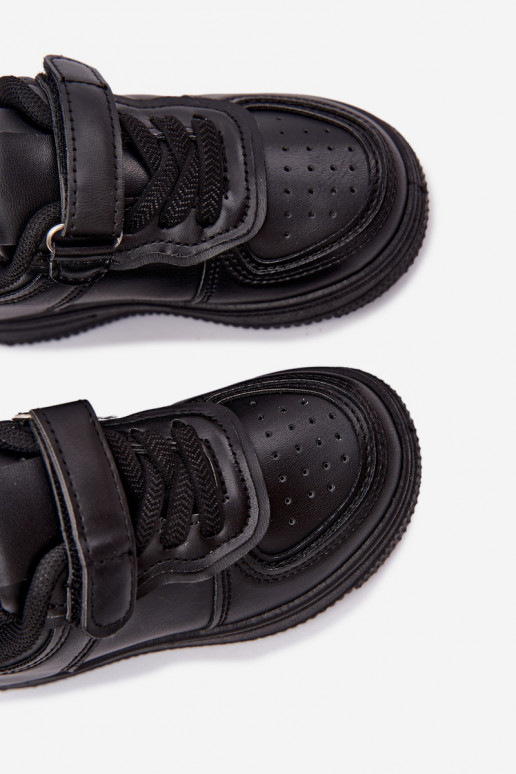 Baskets pour enfants en cuir synthétique couleur noire Liora