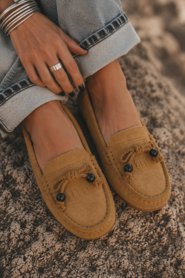 Mocassins pour femmes avec nœuds et franges en daim synthétique couleur marron Bluebell 2