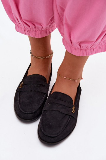 Mocassins pour femmes en daim synthétique noirs Prestelle