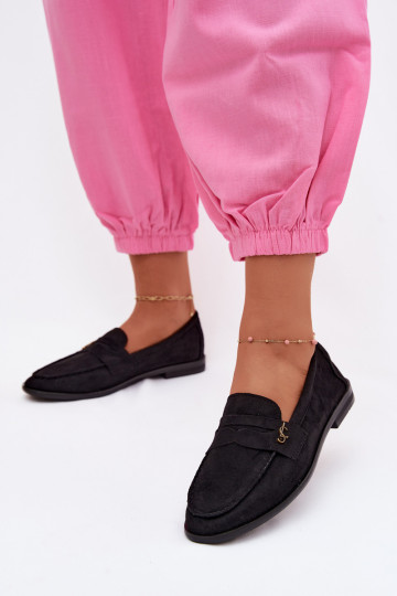 Mocassins pour femmes en daim synthétique noirs Prestelle 2
