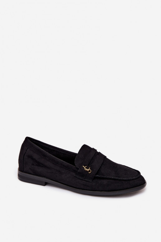 Mocassins pour femmes en daim synthétique noirs Prestelle