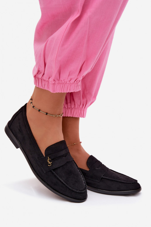 Mocassins pour femmes en daim synthétique noirs Prestelle