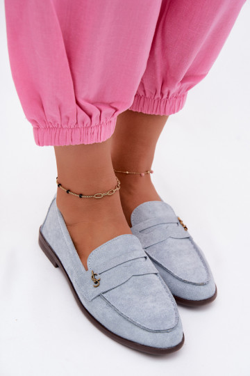 Mocassins pour femmes en daim synthétique bleus Prestelle