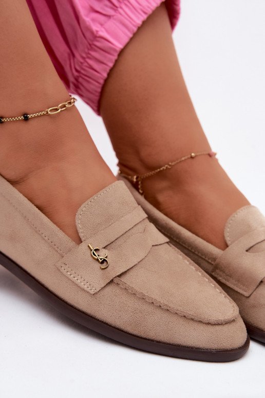 Mocassins pour femmes en daim synthétique sable Prestelle