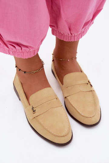 Mocassins pour femmes en daim synthétique jaunes Prestelle