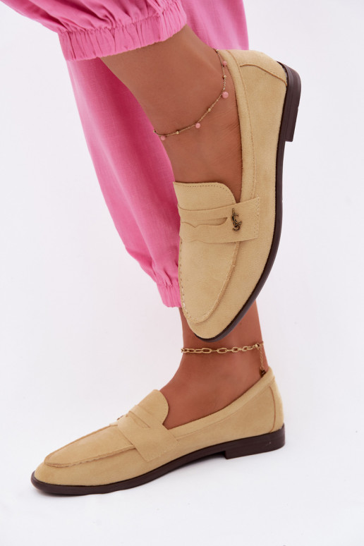 Mocassins pour femmes en daim synthétique jaunes Prestelle