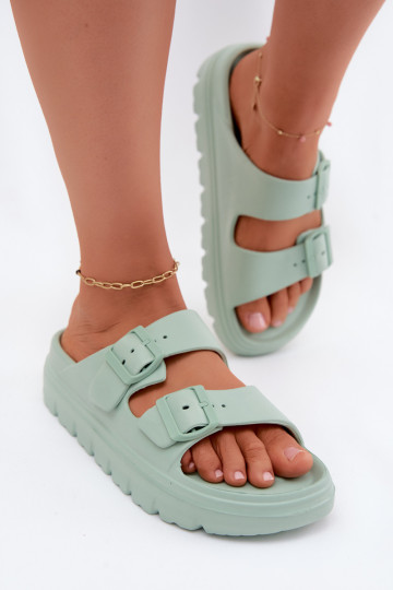 Chaussons femme avec plateforme en mousse en menthe Melorea