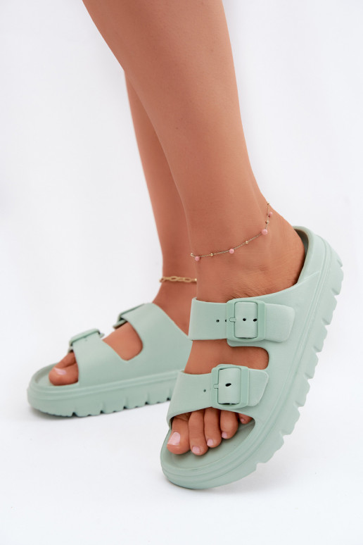 Chaussons femme avec plateforme en mousse en menthe Melorea
