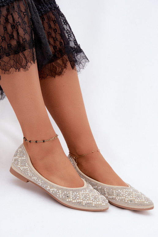 Ballerines pour femmes avec décoration couleur sable Lemonia