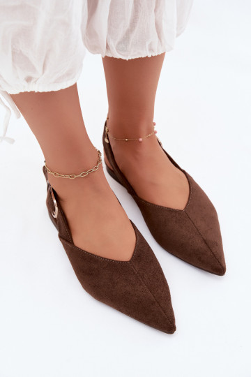 Ballerines pour femmes avec boucles en couleur chocolat Tanelia