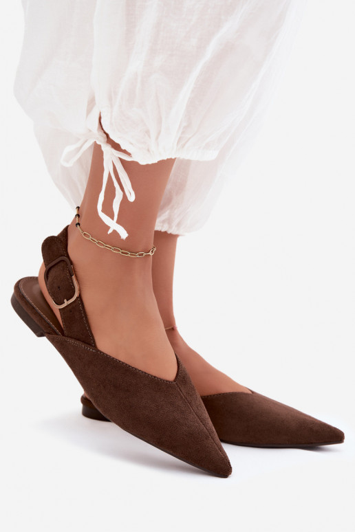 Ballerines pour femmes avec boucles en couleur chocolat Tanelia