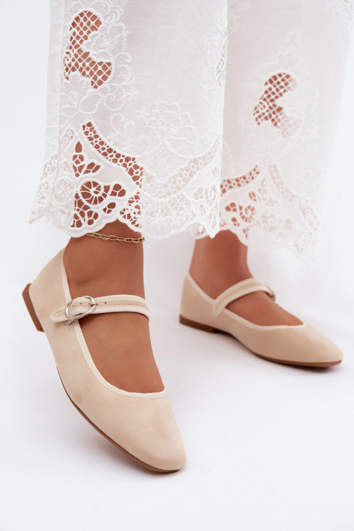 Ballerines femmes avec brides en couleur sable en daim synthétique Birchia