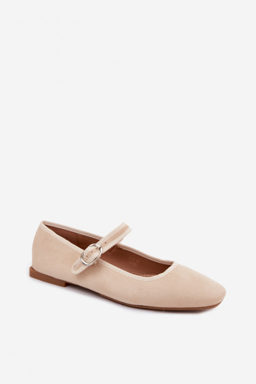 Ballerines femmes avec brides en couleur sable en daim synthétique Birchia