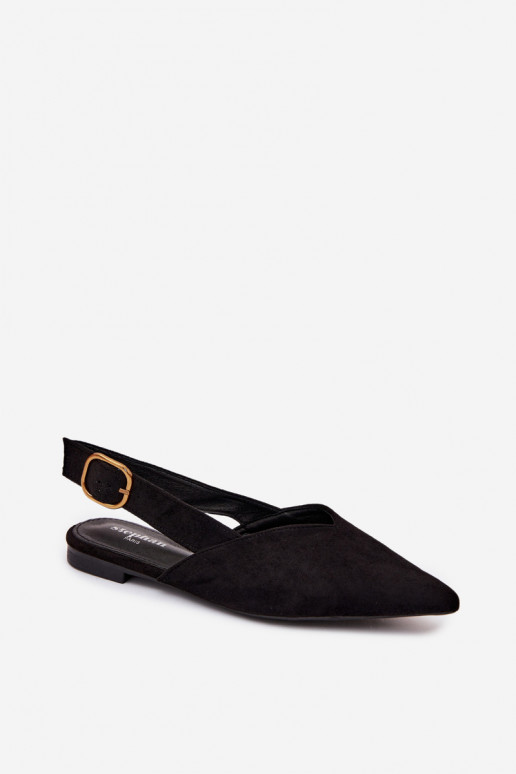 Ballerines avec boucles dorées en daim synthétique noir Palerra