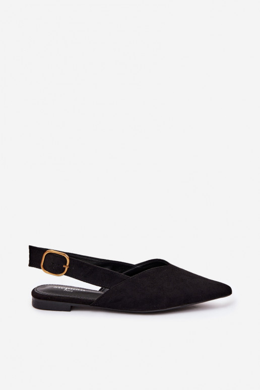 Ballerines avec boucles dorées en daim synthétique noir Palerra