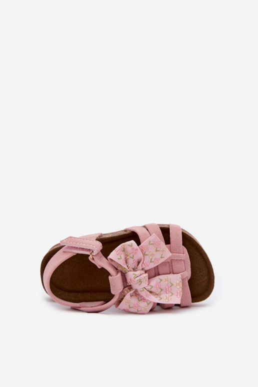 Sandales pour enfants avec nœuds en rose Bessa