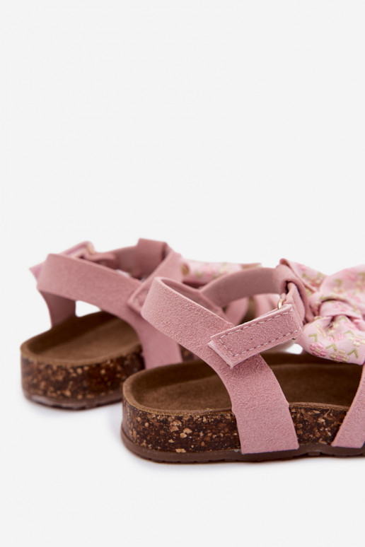 Sandales pour enfants avec nœuds en rose Bessa