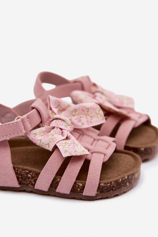 Sandales pour enfants avec nœuds en rose Bessa