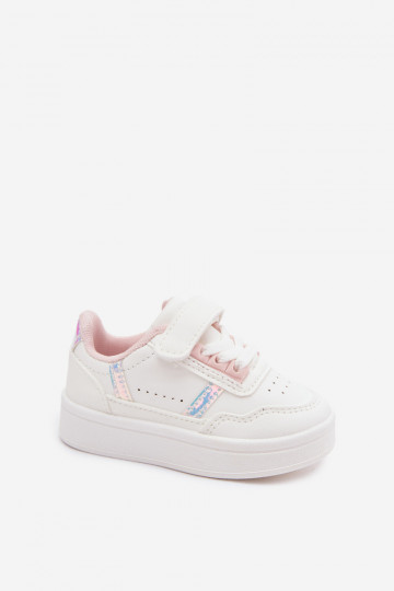 Chaussures de sport pour enfants avec Velcro en blanc-rose Tailva